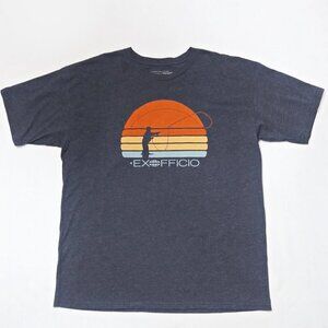 EXOFFICIO x THREAD Fly Fishing Sunset Stamp T-Shirt Hiking Short Sleeve Sz XL